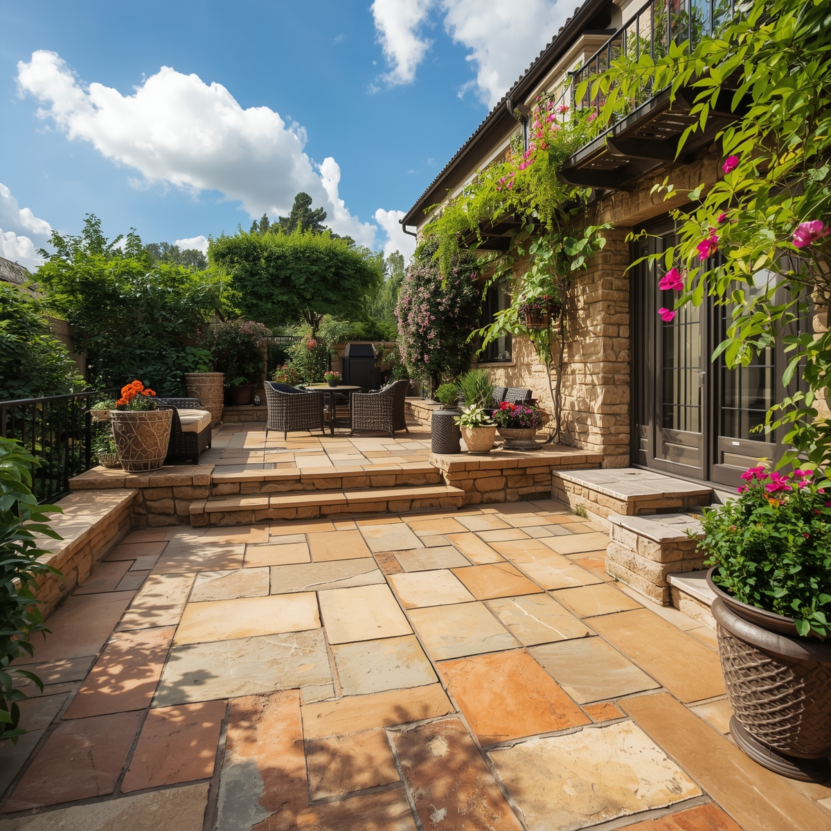 تراس و طراحی سنگ طبیعی